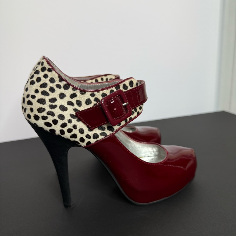 Naughty Monkey Red and Leopard Heels - Picture 1 of 9